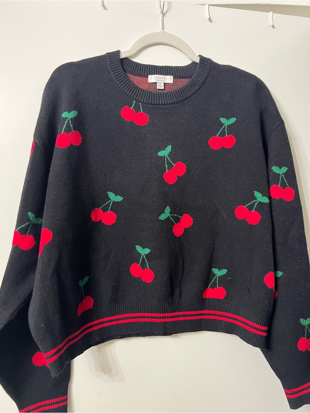 Black Cherry-Print Crewneck Sweater